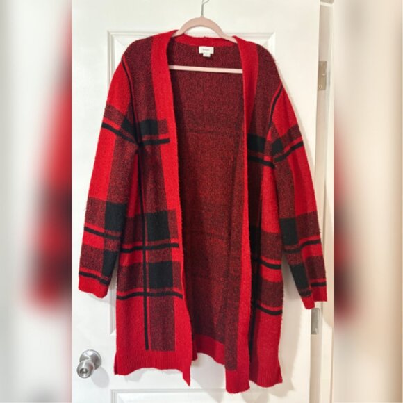 Old Navy | Plaid Open-Front Sweater - Picture 3 of 5